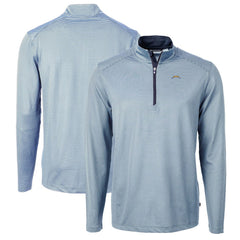 Los Angeles Chargers Cutter & Buck Virtue Eco Pique Micro Stripe Recycled Quarter-Zip Pullover Top - Powder Blue/Navy Pullover