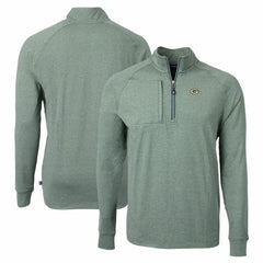 Green Bay Packers Cutter & Buck Adapt Eco Knit Quarter-Zip Pullover Top - Heather Green Pullover