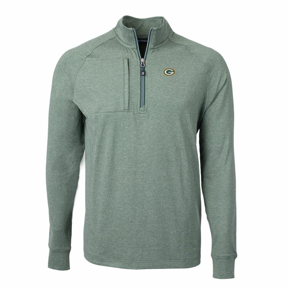 Green Bay Packers Cutter & Buck Adapt Eco Knit Quarter-Zip Pullover Top - Heather Green Pullover