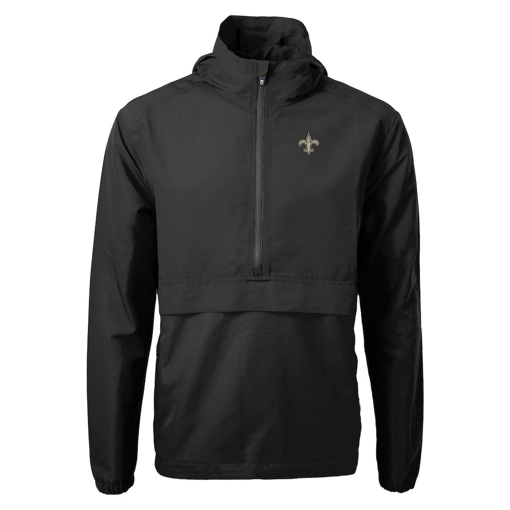 New Orleans Saints Cutter & Buck Charter Eco Recycled Anorak Half-Zip Jacket - Black Jackets