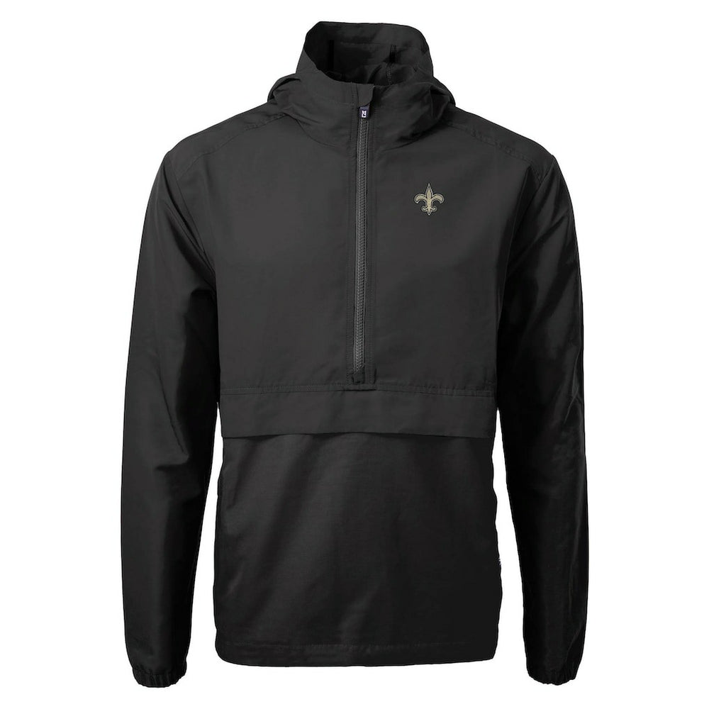 New Orleans Saints Cutter & Buck Charter Eco Recycled Anorak Half-Zip Jacket - Black Jackets