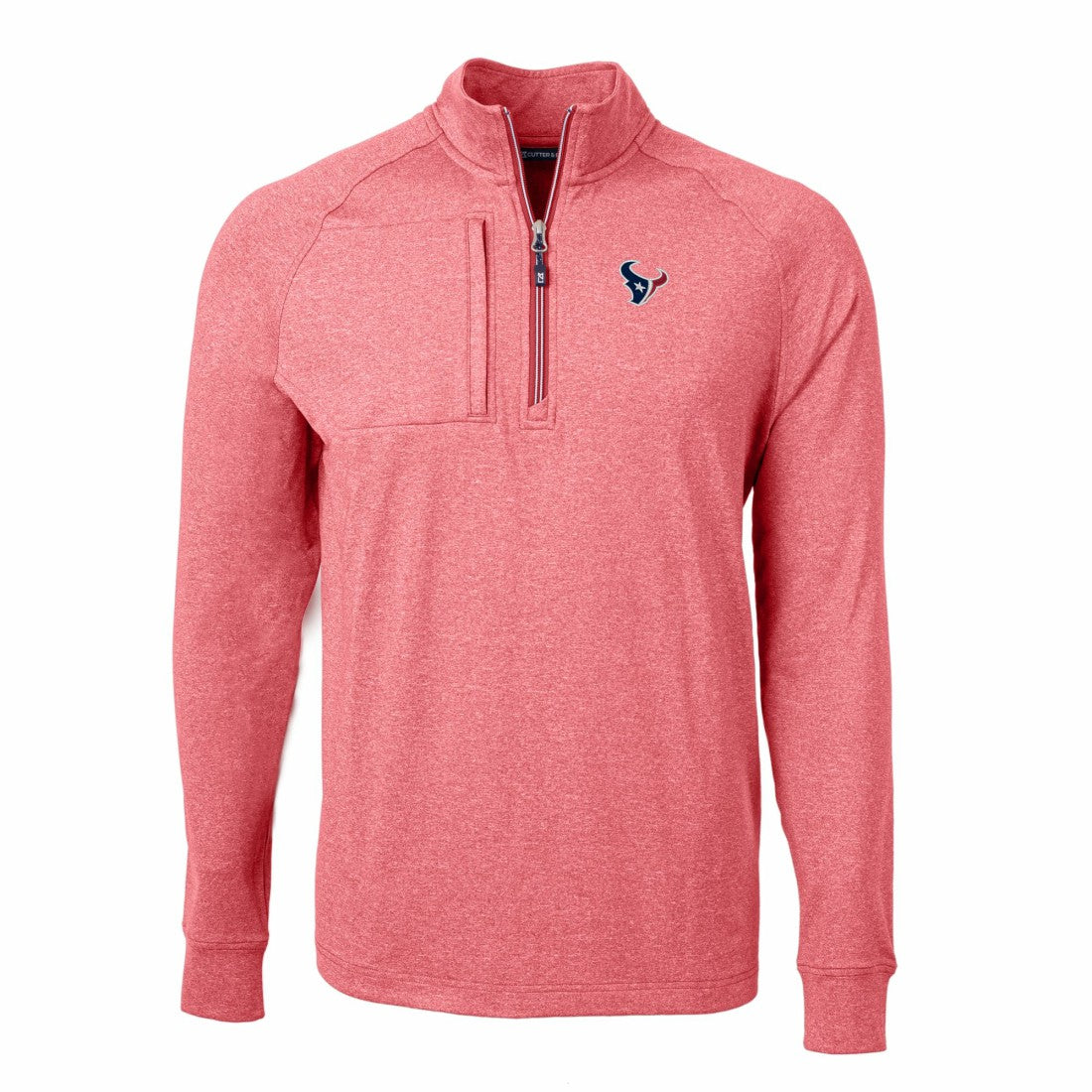 Houston Texans Cutter & Buck Adapt Eco Knit Quarter-Zip Pullover Top - Heather Red Pullover