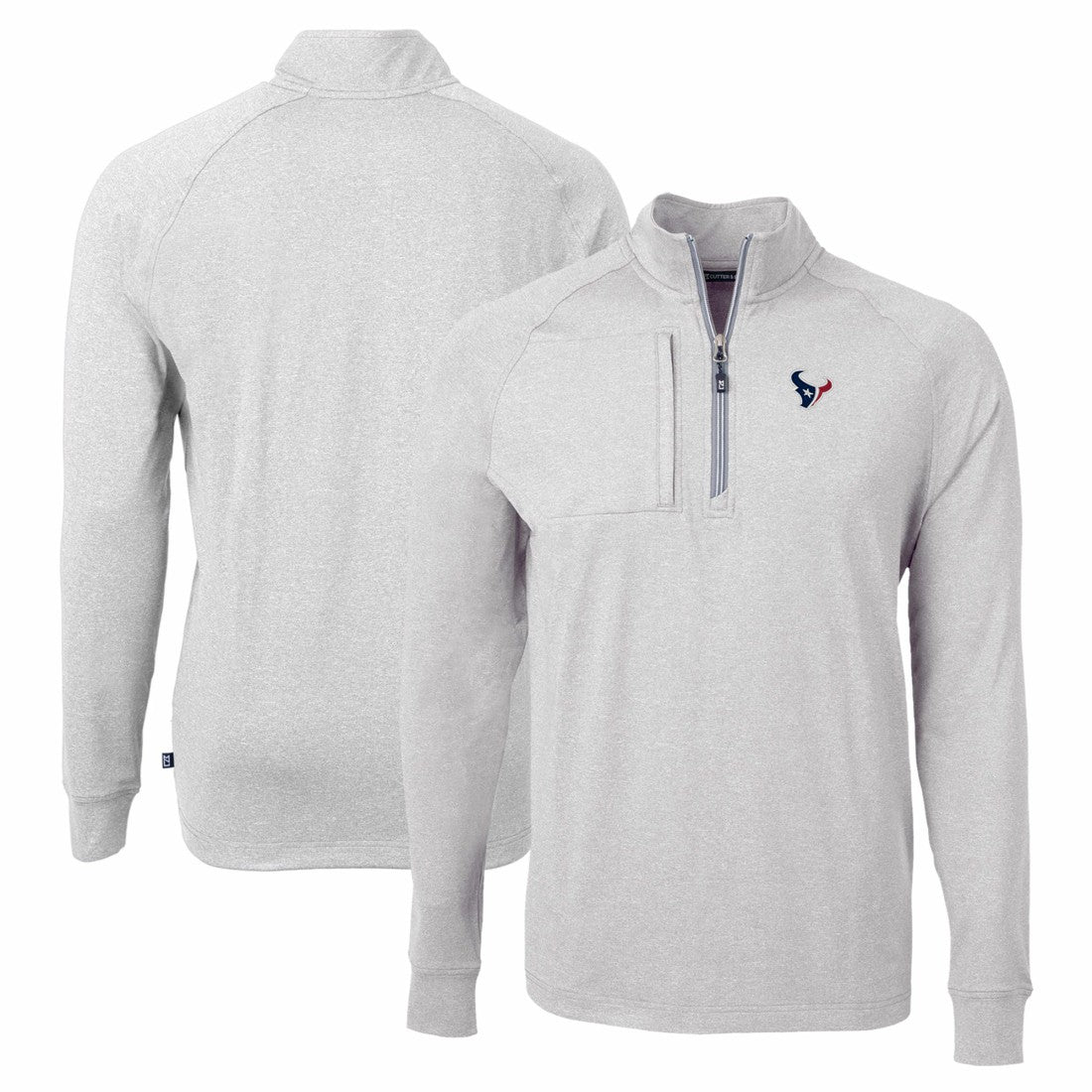 Houston Texans Cutter & Buck Adapt Eco Knit Quarter-Zip Pullover Top - Heather Gray Pullover
