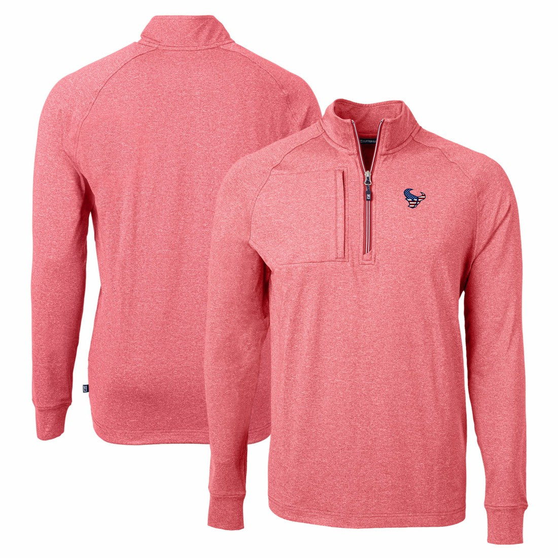 Houston Texans Cutter & Buck Adapt Eco Knit Quarter-Zip Pullover Top - Heather Red Pullover