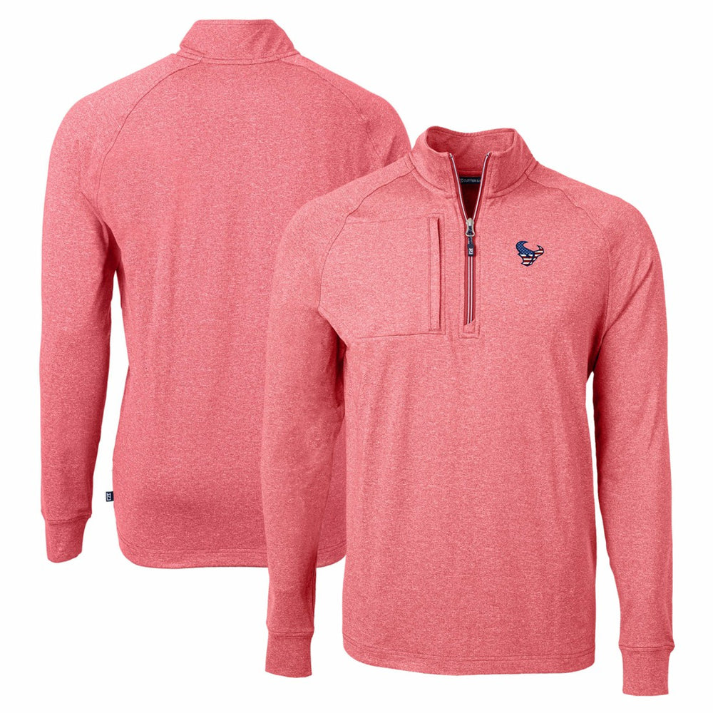 Houston Texans Cutter & Buck Adapt Eco Knit Quarter-Zip Pullover Top - Heather Red Pullover