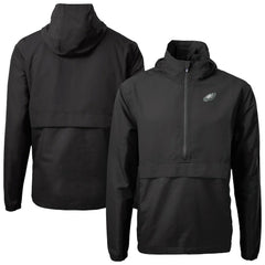Philadelphia Eagles Cutter & Buck Charter Eco Recycled Anorak Half-Zip Jacket - Black Jackets