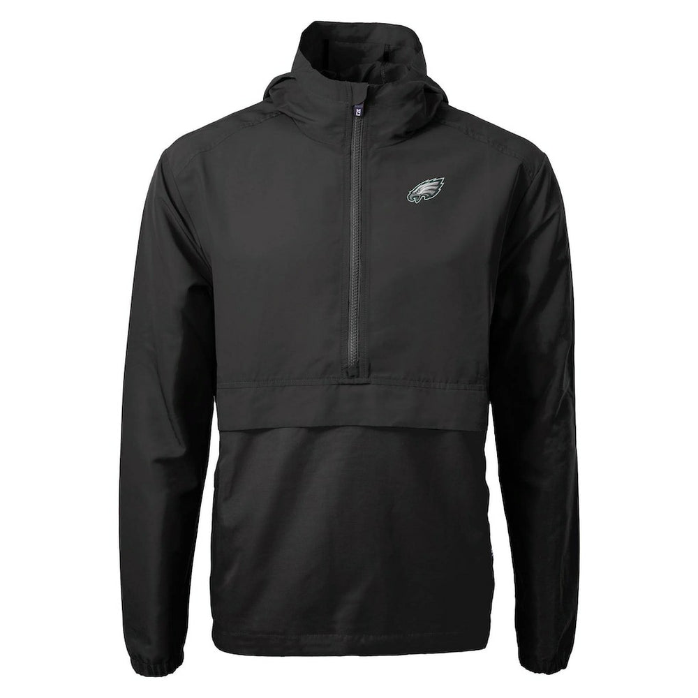 Philadelphia Eagles Cutter & Buck Charter Eco Recycled Anorak Half-Zip Jacket - Black Jackets