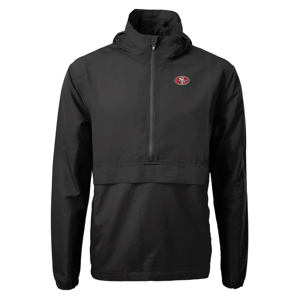 San Francisco 49ers Cutter & Buck Charter Eco Recycled Anorak Half-Zip Jacket - Black Jackets