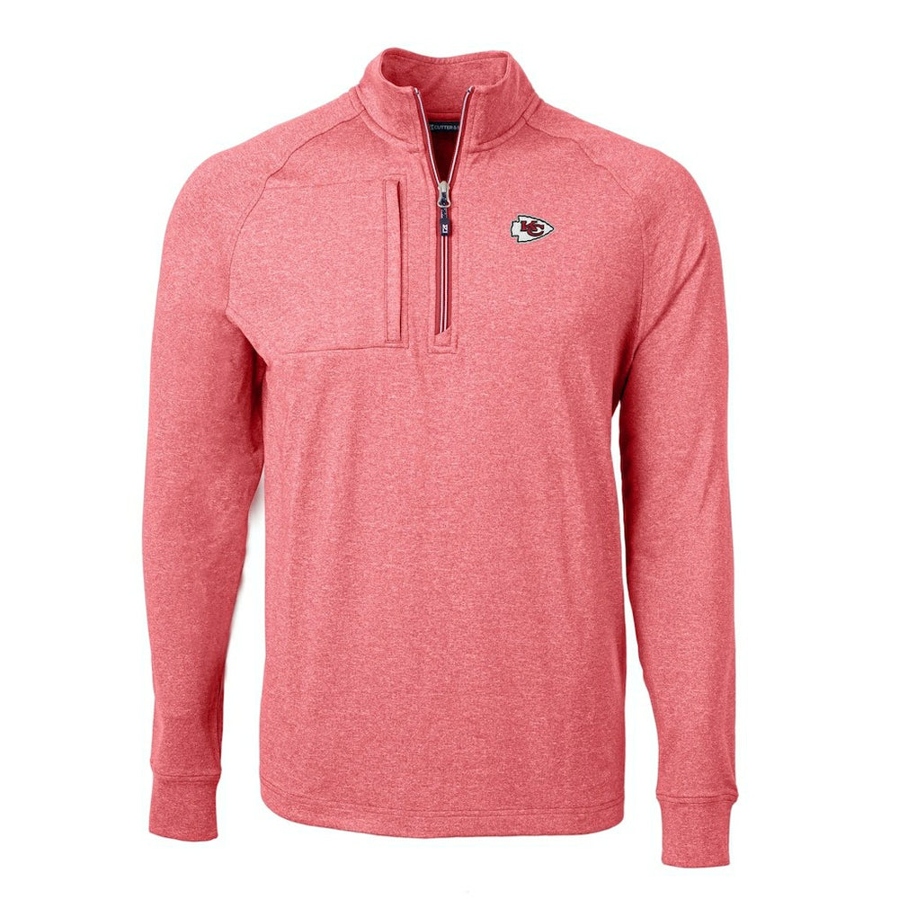 Kansas City Chiefs Cutter & Buck Adapt Eco Knit Quarter-Zip Pullover Top - Heather Red Pullover