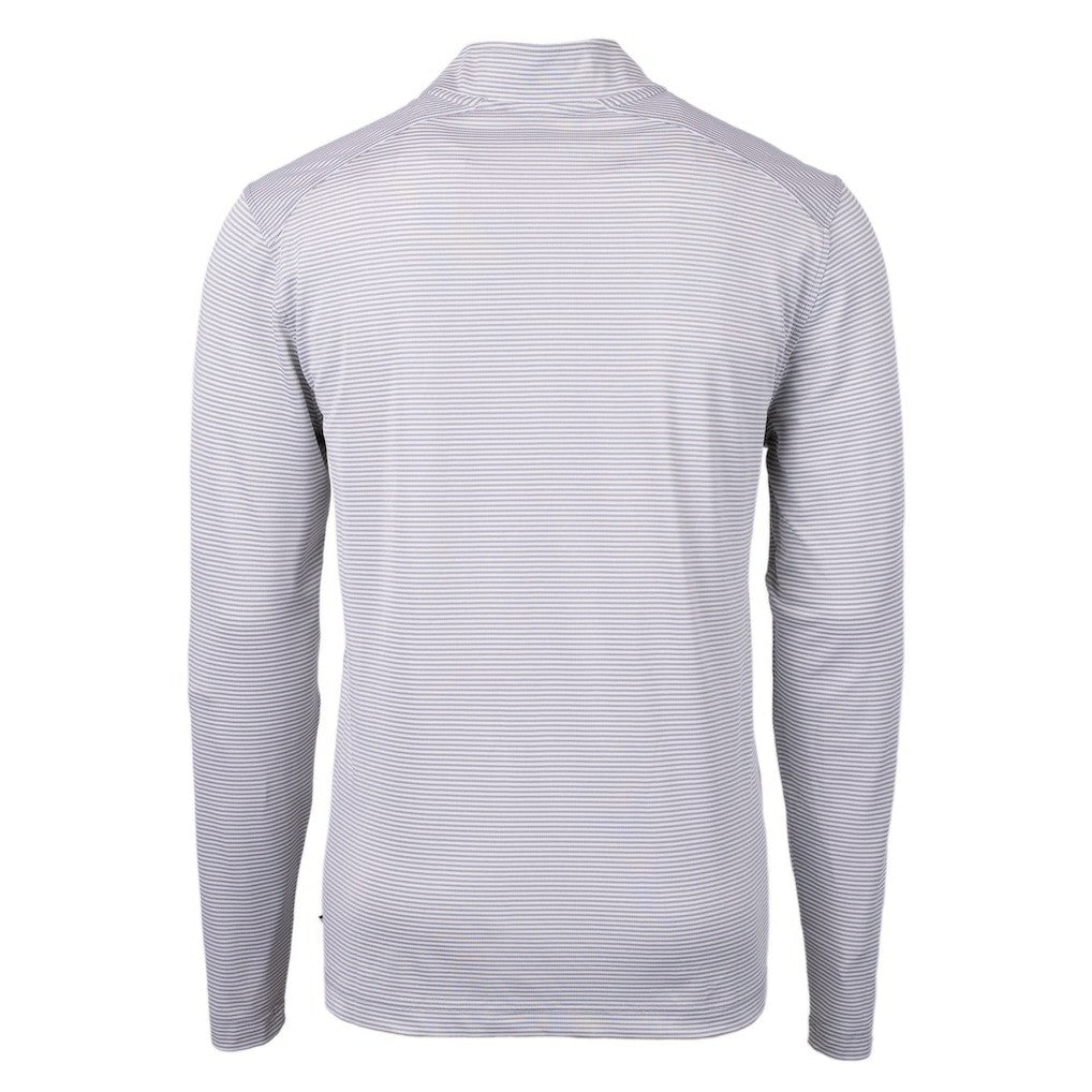 New Orleans Saints Cutter & Buck Virtue Eco Pique Micro Stripe Recycled Quarter-Zip Pullover Top - Gray/White Pullover