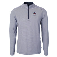 New Orleans Saints Cutter & Buck Virtue Eco Pique Micro Stripe Recycled Quarter-Zip Pullover Top - Navy/White Pullover