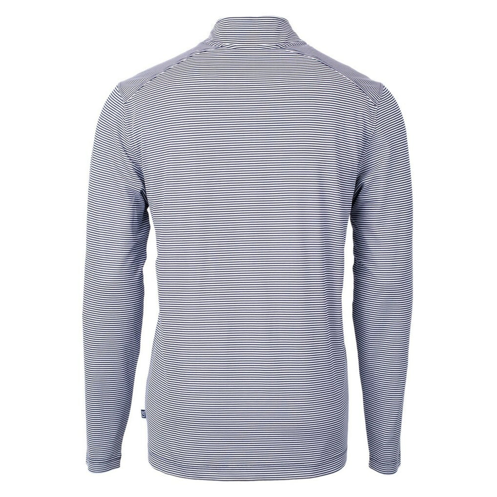 New Orleans Saints Cutter & Buck Virtue Eco Pique Micro Stripe Recycled Quarter-Zip Pullover Top - Navy/White Pullover