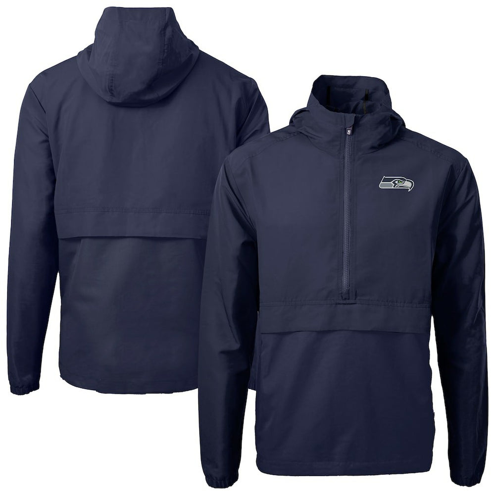 Seattle Seahawks Cutter & Buck Charter Eco Recycled Anorak Half-Zip Jacket - Navy Jackets