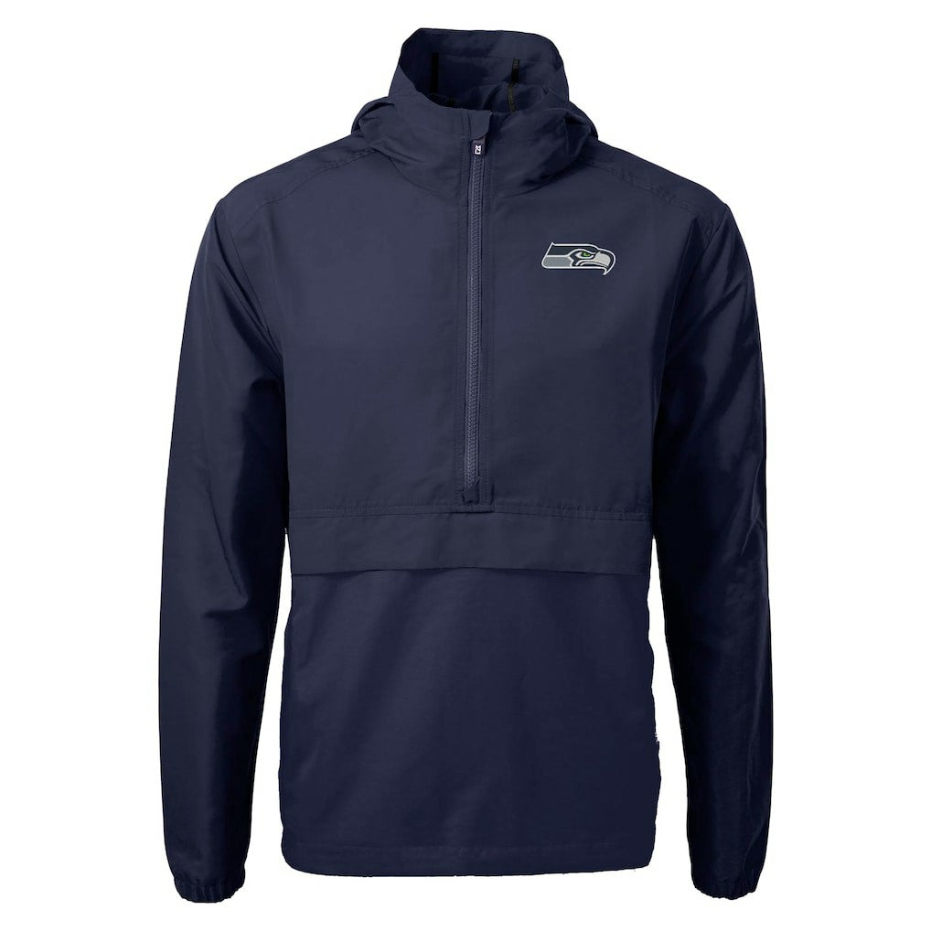 Seattle Seahawks Cutter & Buck Charter Eco Recycled Anorak Half-Zip Jacket - Navy Jackets