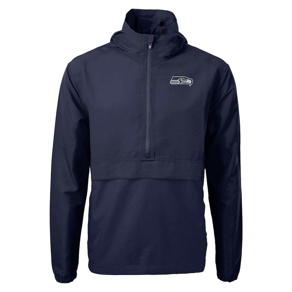 Seattle Seahawks Cutter & Buck Charter Eco Recycled Anorak Half-Zip Jacket - Navy Jackets