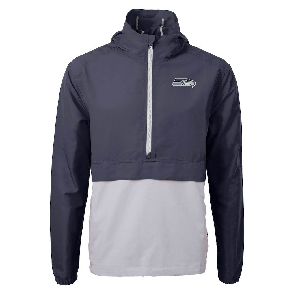 Seattle Seahawks Cutter & Buck Charter Eco Recycled Anorak Half-Zip Jacket - Blue Jackets