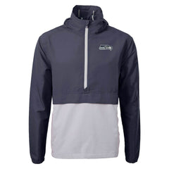 Seattle Seahawks Cutter & Buck Charter Eco Recycled Anorak Half-Zip Jacket - Blue Jackets