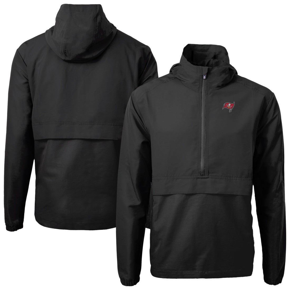 Tampa Bay Buccaneers Cutter & Buck Charter Eco Recycled Anorak Half-Zip Jacket - Black Jackets