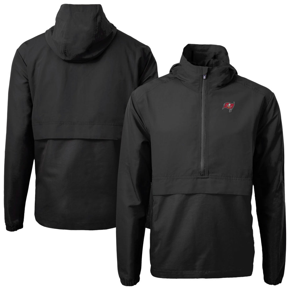 Tampa Bay Buccaneers Cutter & Buck Charter Eco Recycled Anorak Half-Zip Jacket - Black Jackets