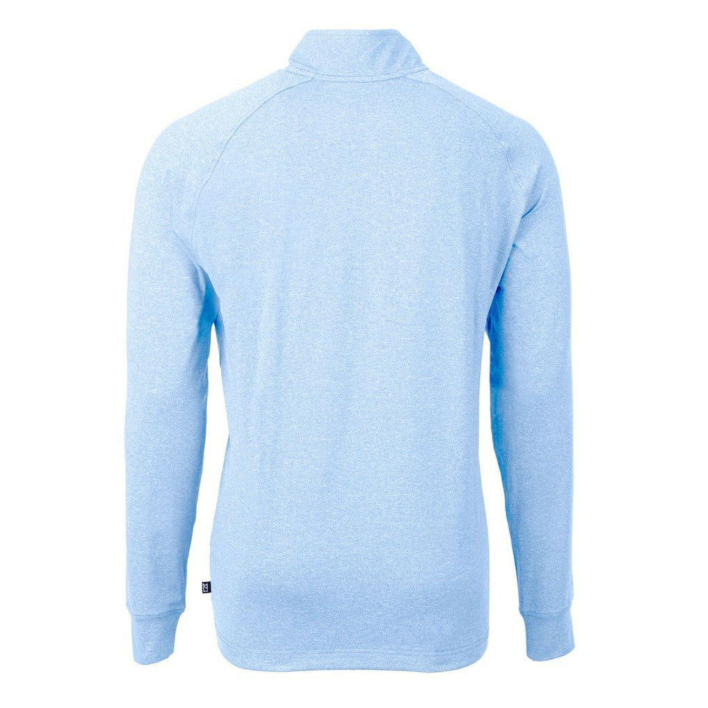 Los Angeles Chargers Cutter & Buck Adapt Eco Knit Quarter-Zip Pullover Top - Heather Powder Blue Pullover