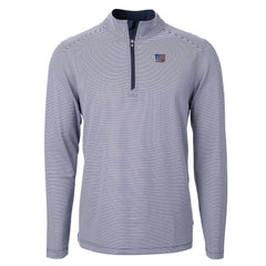 New York Giants Cutter & Buck Virtue Eco Pique Micro Stripe Recycled Quarter-Zip Pullover Top - Navy/White Pullover