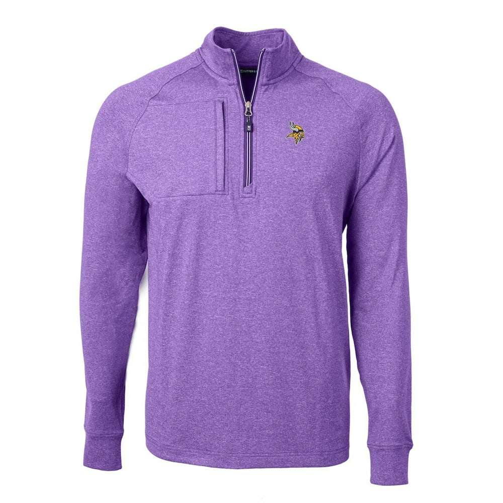 Minnesota Vikings Cutter & Buck Adapt Eco Knit Quarter-Zip Pullover Top - Heather Purple Pullover