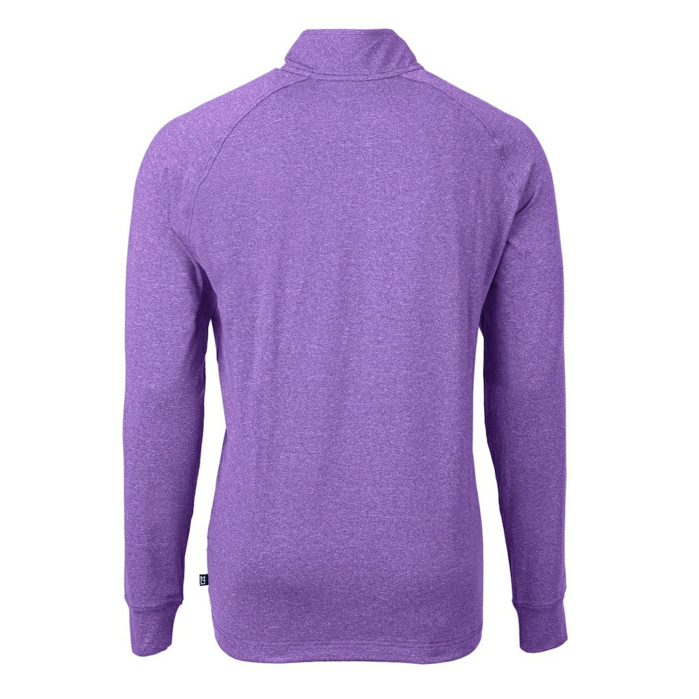 Minnesota Vikings Cutter & Buck Adapt Eco Knit Quarter-Zip Pullover Top - Heather Purple Pullover