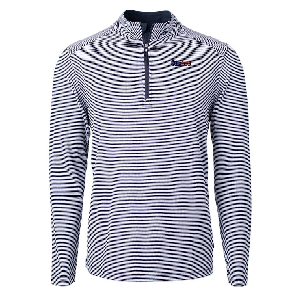 Pittsburgh Steelers Cutter & Buck Virtue Eco Pique Micro Stripe Recycled Quarter-Zip Pullover Top - Navy/White Pullover