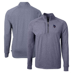 Minnesota Vikings Cutter & Buck Adapt Eco Knit Quarter-Zip Pullover Top - Heather Navy Pullover