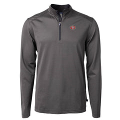 San Francisco 49ers Cutter & Buck Virtue Eco Pique Micro Stripe Recycled Quarter-Zip Pullover Top - Black/Gray Pullover