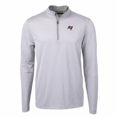 Tampa Bay Buccaneers Cutter & Buck Virtue Eco Pique Micro Stripe Recycled Quarter-Zip Pullover Top - Gray/White Pullover