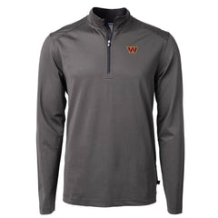 Washington Commanders Cutter & Buck Virtue Eco Pique Micro Stripe Recycled Quarter-Zip Pullover Top - Black/Gray Pullover