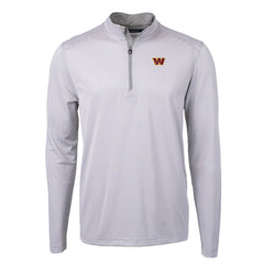 Washington Commanders Cutter & Buck Virtue Eco Pique Micro Stripe Recycled Quarter-Zip Pullover Top - Gray/White Pullover