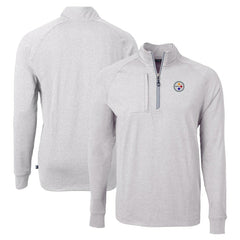 Pittsburgh Steelers Cutter & Buck Adapt Eco Knit Quarter-Zip Pullover Top - Heather Gray Pullover