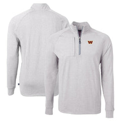 Washington Commanders Cutter & Buck Adapt Eco Knit Quarter-Zip Pullover Top - Heather Gray Pullover