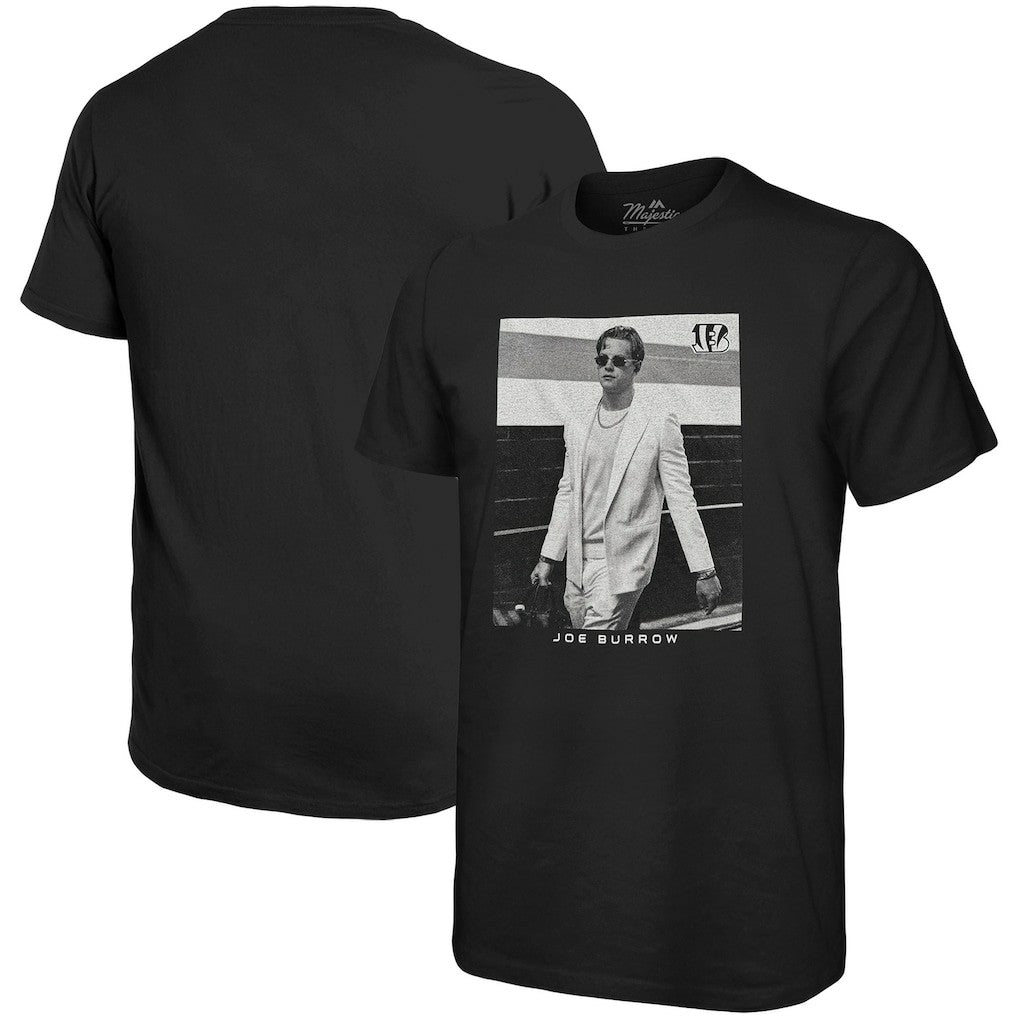 Joe Burrow Cincinnati Bengals Majestic Threads Oversized Player Image T-Shirt - Black T-shirts