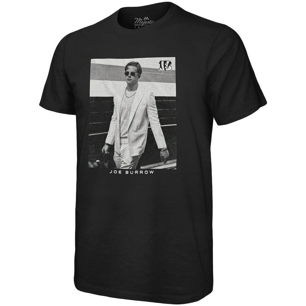 Joe Burrow Cincinnati Bengals Majestic Threads Oversized Player Image T-Shirt - Black T-shirts