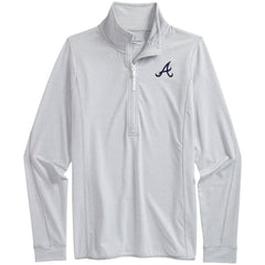 Atlanta Braves Vineyard Vines Women's Microstripe Sankaty Half-Zip Top - Heather Gray/White Tops