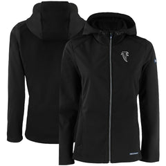 Atlanta Falcons Cutter & Buck Women's Evoke Eco Softshell Recycled Full-Zip Hooded Jacket - Black Jackets