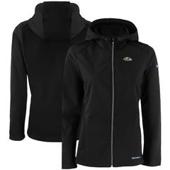 Baltimore Ravens Cutter & Buck Women's Evoke Eco Softshell Recycled Full-Zip Hooded Jacket - Black Jackets