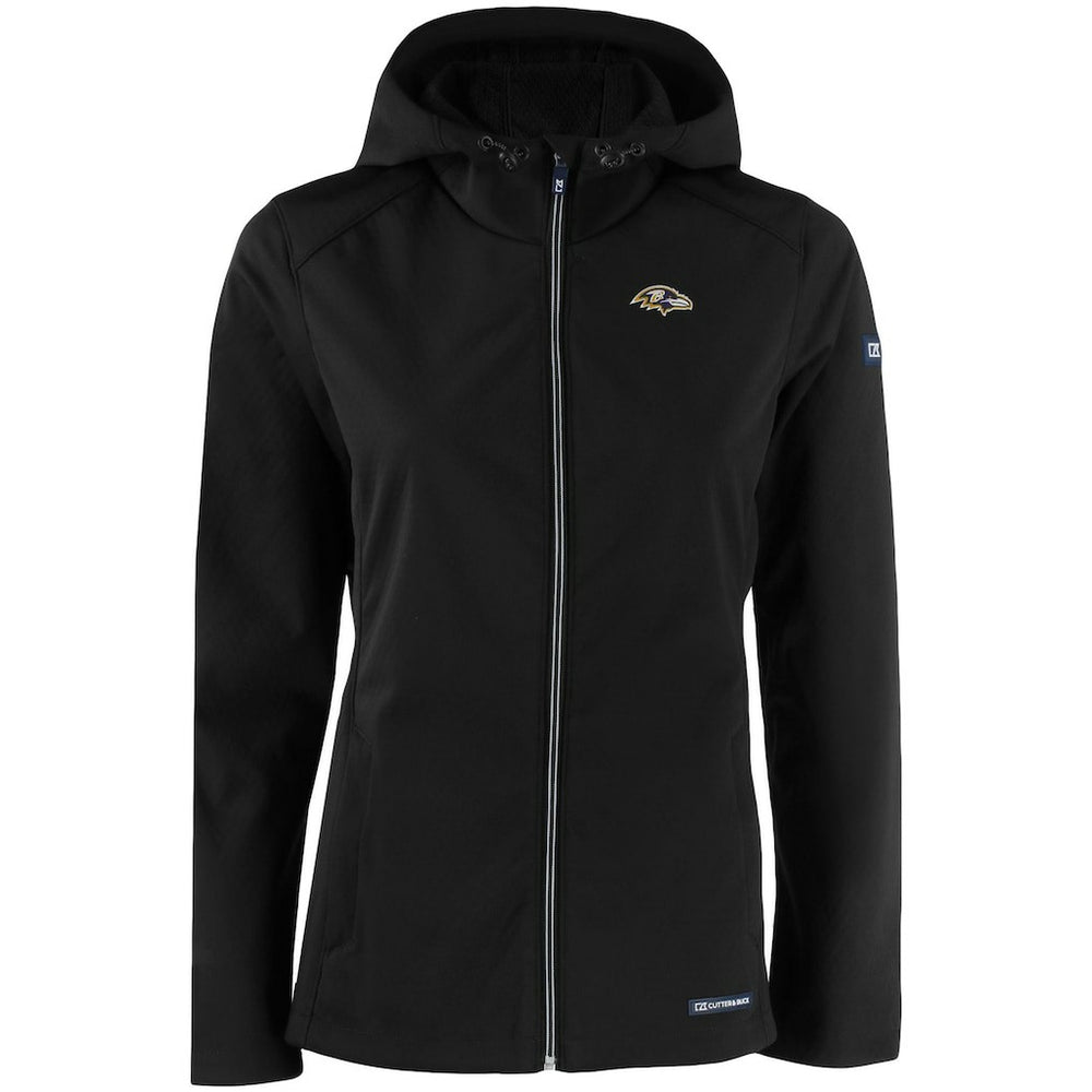 Baltimore Ravens Cutter & Buck Women's Evoke Eco Softshell Recycled Full-Zip Hooded Jacket - Black Jackets