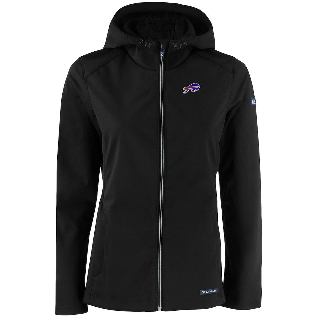 Buffalo Bills Cutter & Buck Women's Evoke Eco Softshell Recycled Full-Zip Hooded Jacket - Black Jackets