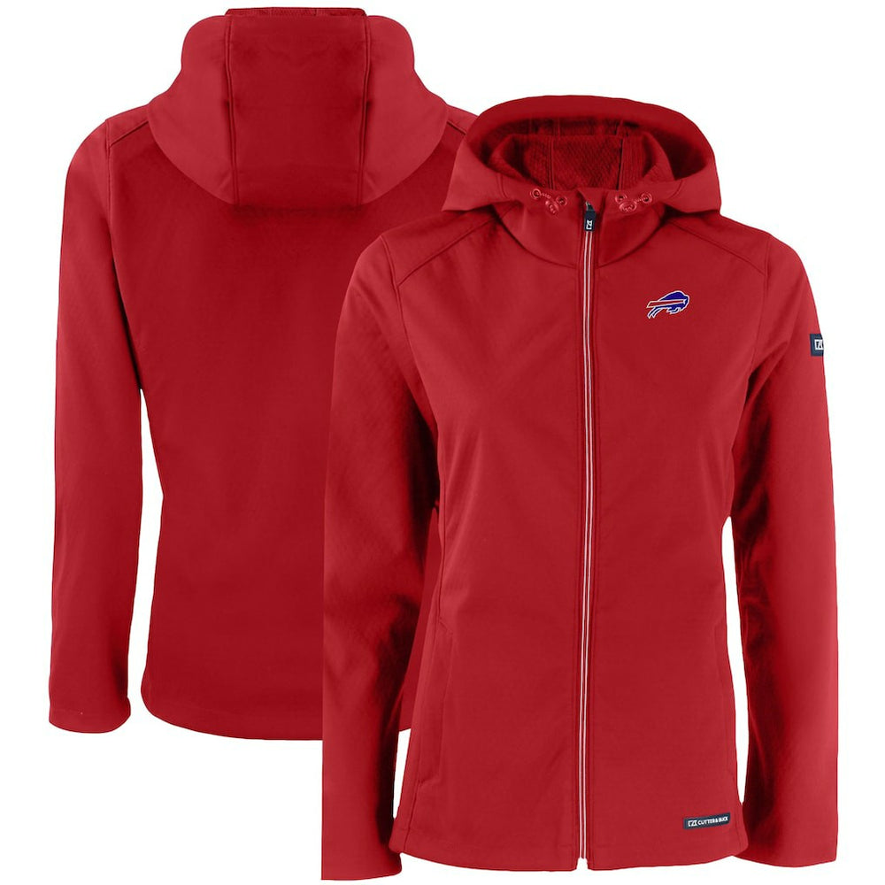 Buffalo Bills Cutter & Buck Women's Evoke Eco Softshell Recycled Full-Zip Hooded Jacket - Red Jackets