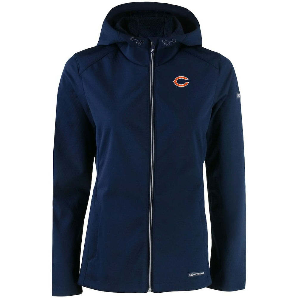 Chicago Bears Cutter & Buck Women's Evoke Eco Softshell Recycled Full-Zip Hooded Jacket - Navy Jackets