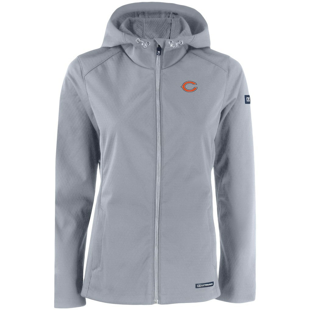 Chicago Bears Cutter & Buck Women's Evoke Eco Softshell Recycled Full-Zip Hooded Jacket - Gray Jackets