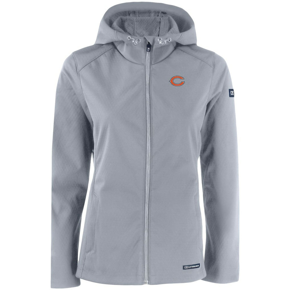 Chicago Bears Cutter & Buck Women's Evoke Eco Softshell Recycled Full-Zip Hooded Jacket - Gray Jackets