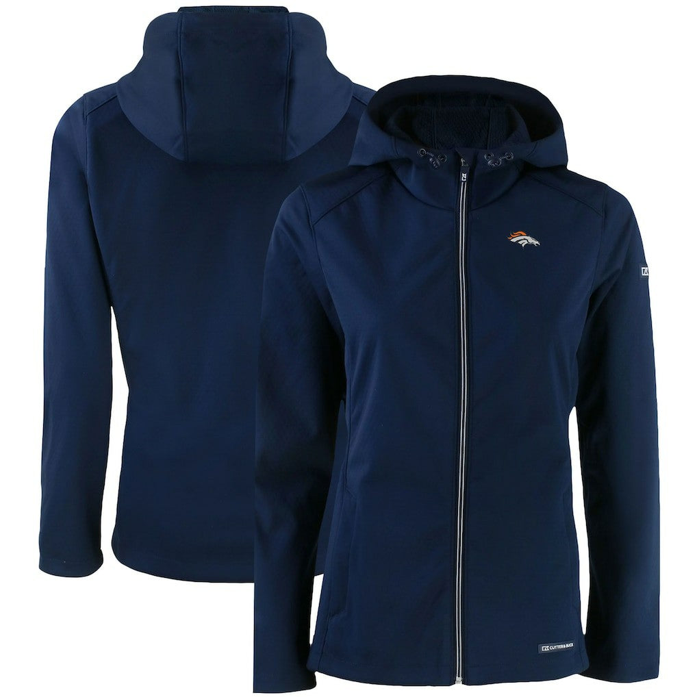 Denver Broncos Cutter & Buck Women's Evoke Eco Softshell Recycled Full-Zip Hooded Jacket - Navy Jackets