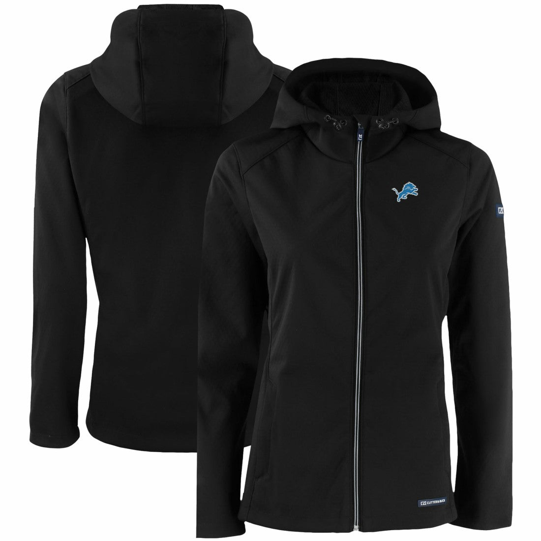 Detroit Lions Cutter & Buck Women's Evoke Eco Softshell Recycled Full-Zip Hooded Jacket - Black Jackets