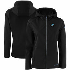 Detroit Lions Cutter & Buck Women's Evoke Eco Softshell Recycled Full-Zip Hooded Jacket - Black Jackets