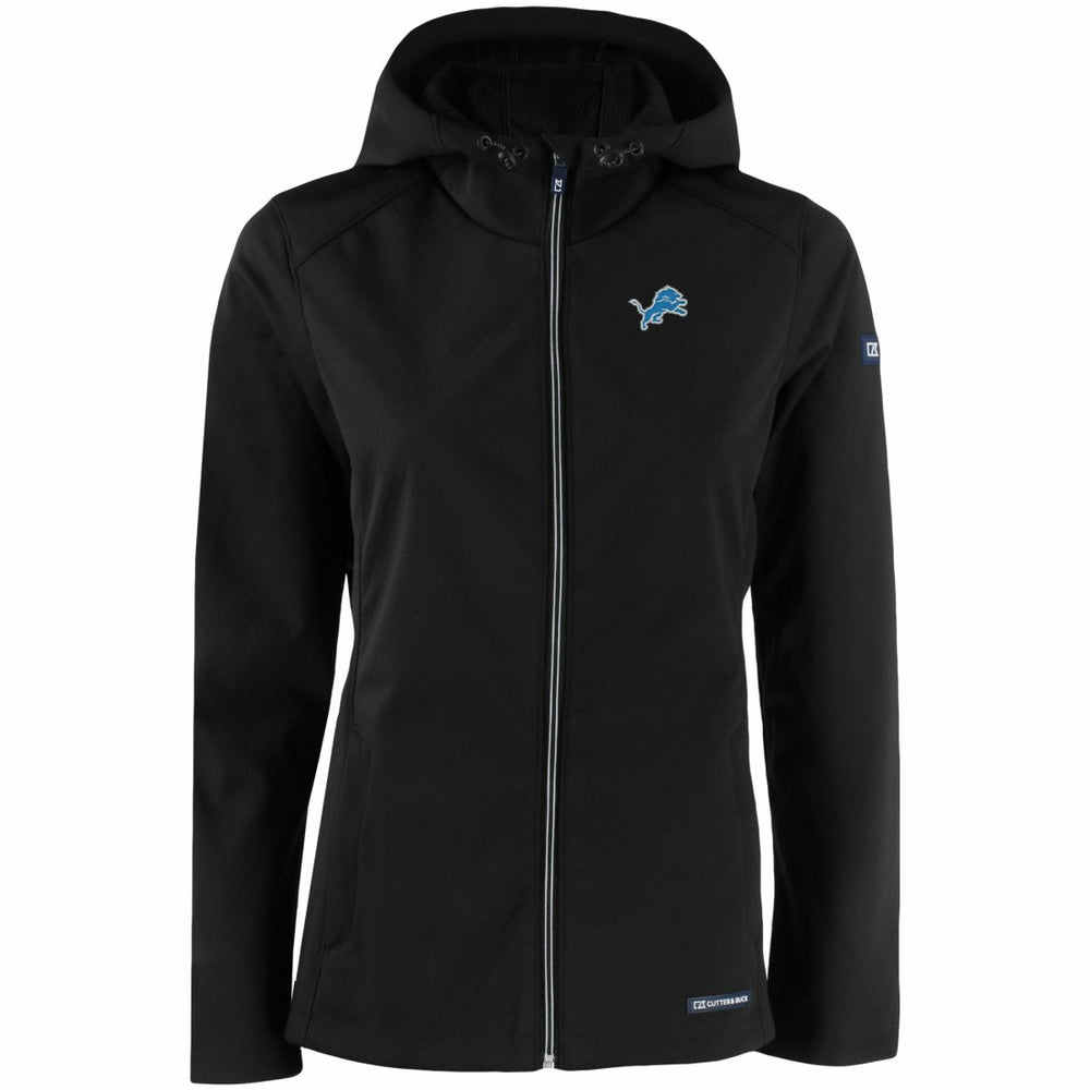Detroit Lions Cutter & Buck Women's Evoke Eco Softshell Recycled Full-Zip Hooded Jacket - Black Jackets